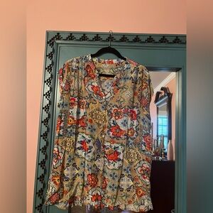 Floral Button-Front Blouse in Multicolor